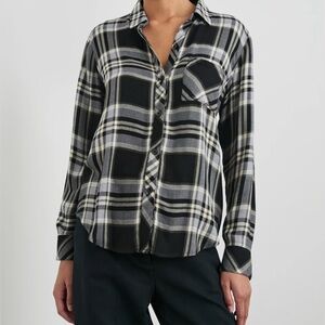 Rails Black and White Plaid Button down Hunter Shirt size Small